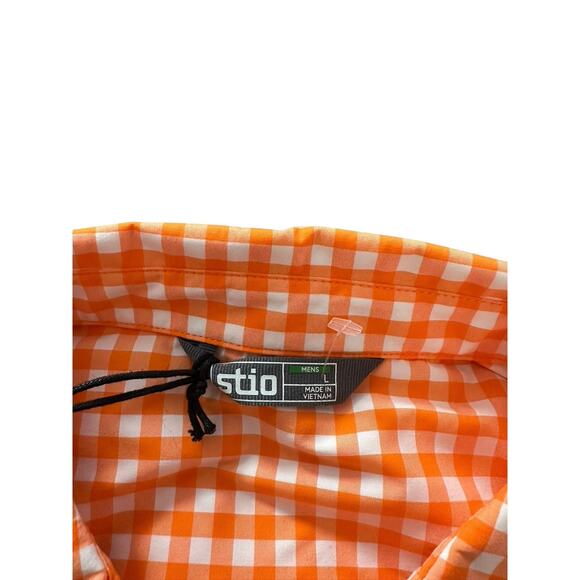 NEW Stio Eddy Vibrant Sunset Gingham Pearl Snap Short Sleeve Shirt NWT - Picture 3 of 8